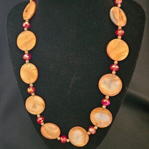 Hand Crafted Copper Iridescent Mother of Pearl Necklace and Bracelet Ensemble